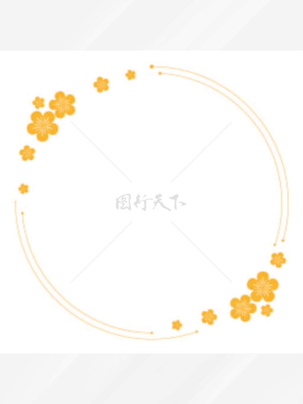 古風(fēng)創(chuàng)意黃色五瓣花圓形線條春天邊框