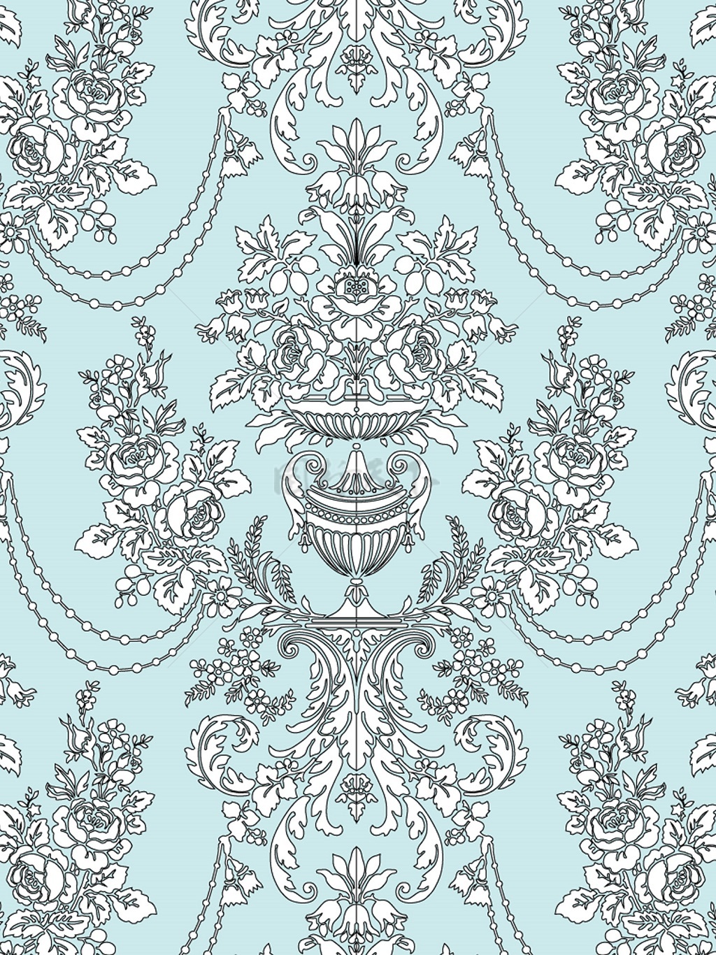 传统 欧式俄式花卉底图底纹  图案背景贴图 蓝灰底吊灯纹