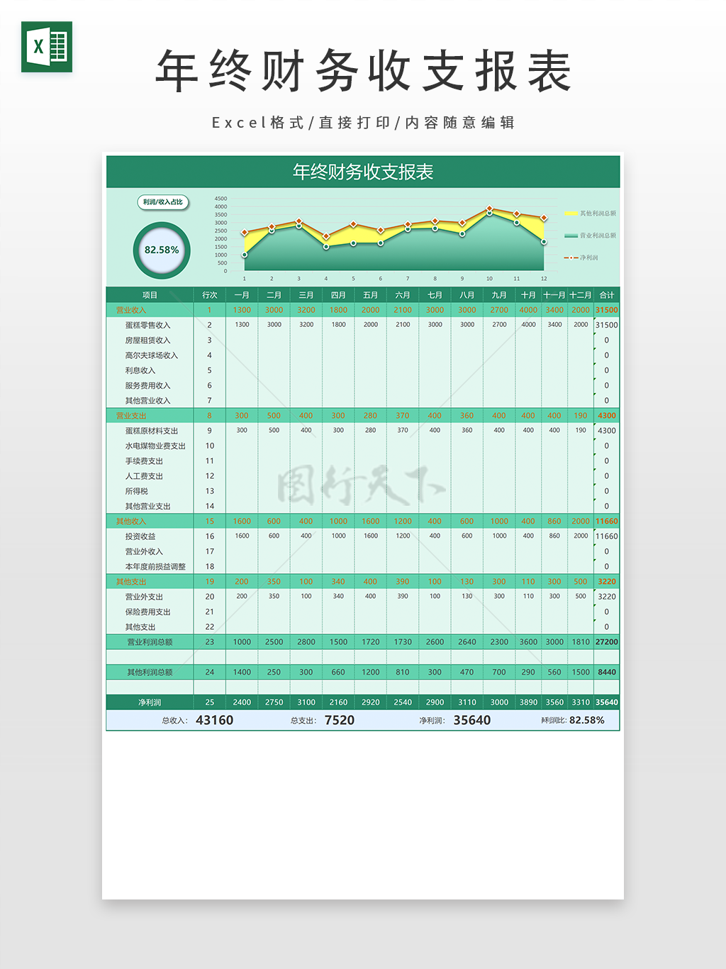 年终财务收支详细报表